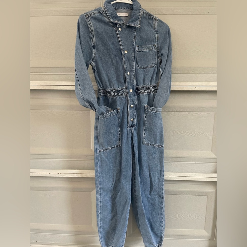 Girls Zara Blue Denim Jumpsuit